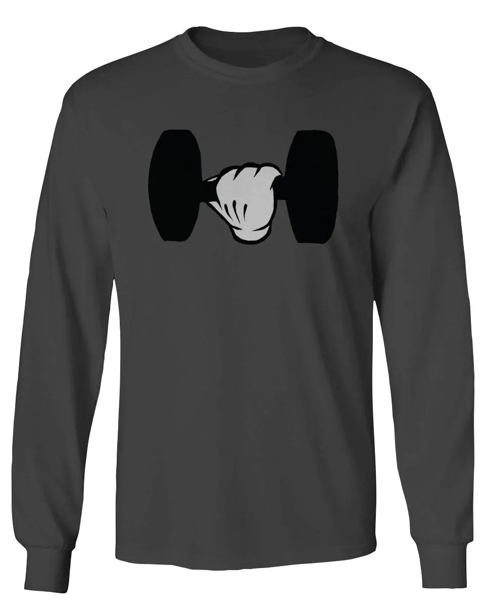 Funny Cool Workout weigths Lift Cartoon Glove Dumbells Dumbell mens Long sleeve t shirt