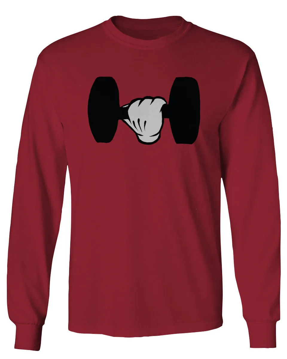 Funny Cool Workout weigths Lift Cartoon Glove Dumbells Dumbell mens Long sleeve t shirt