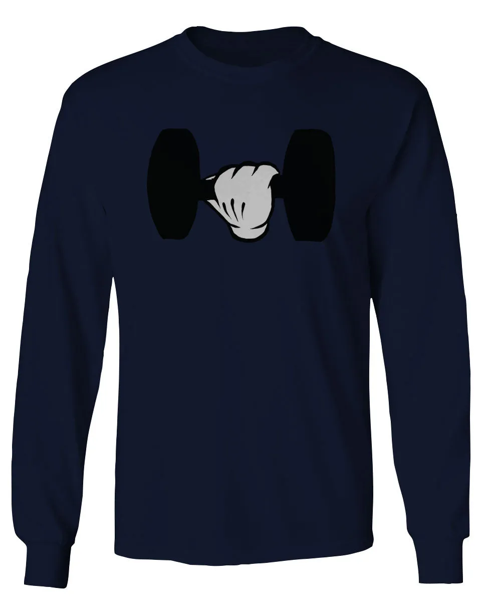 Funny Cool Workout weigths Lift Cartoon Glove Dumbells Dumbell mens Long sleeve t shirt