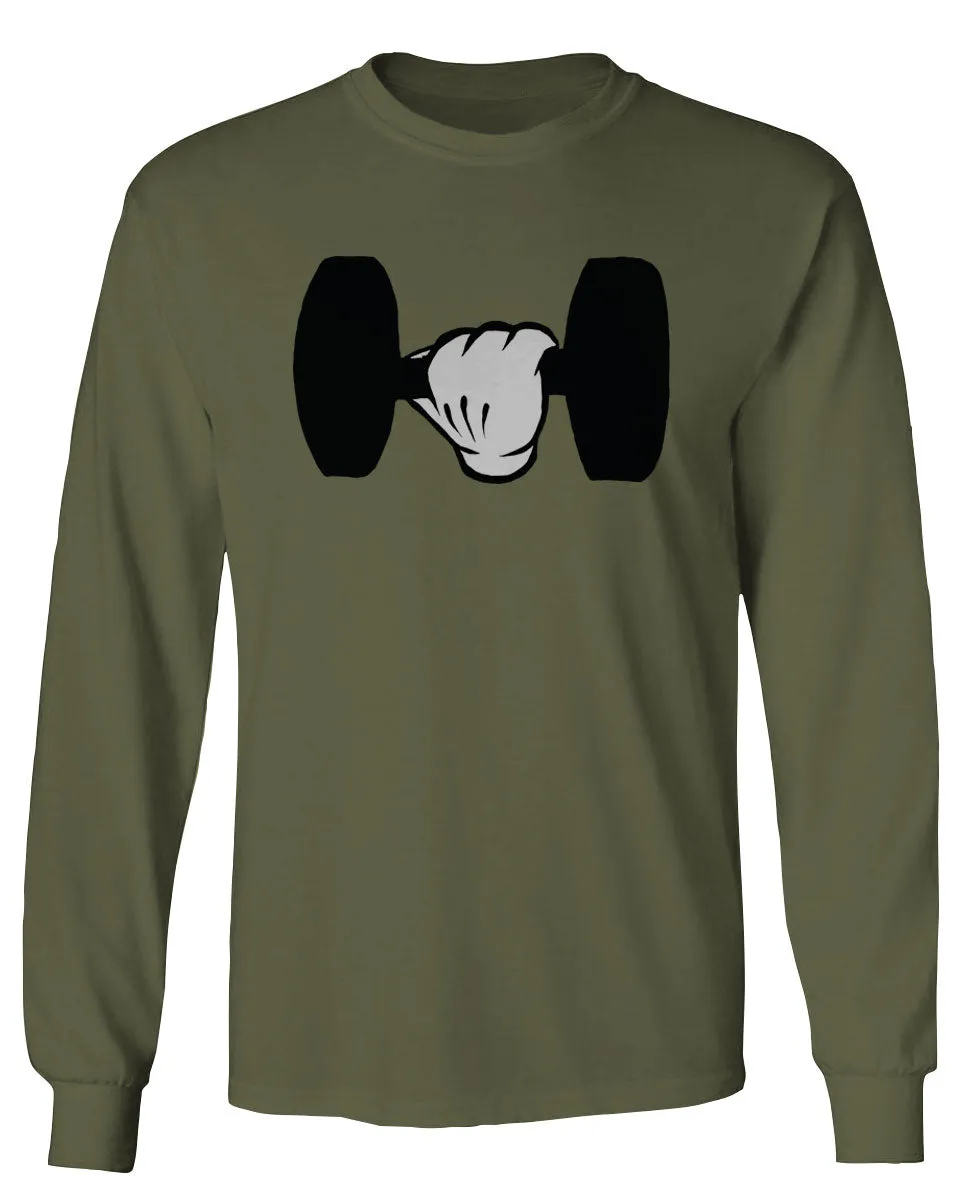 Funny Cool Workout weigths Lift Cartoon Glove Dumbells Dumbell mens Long sleeve t shirt