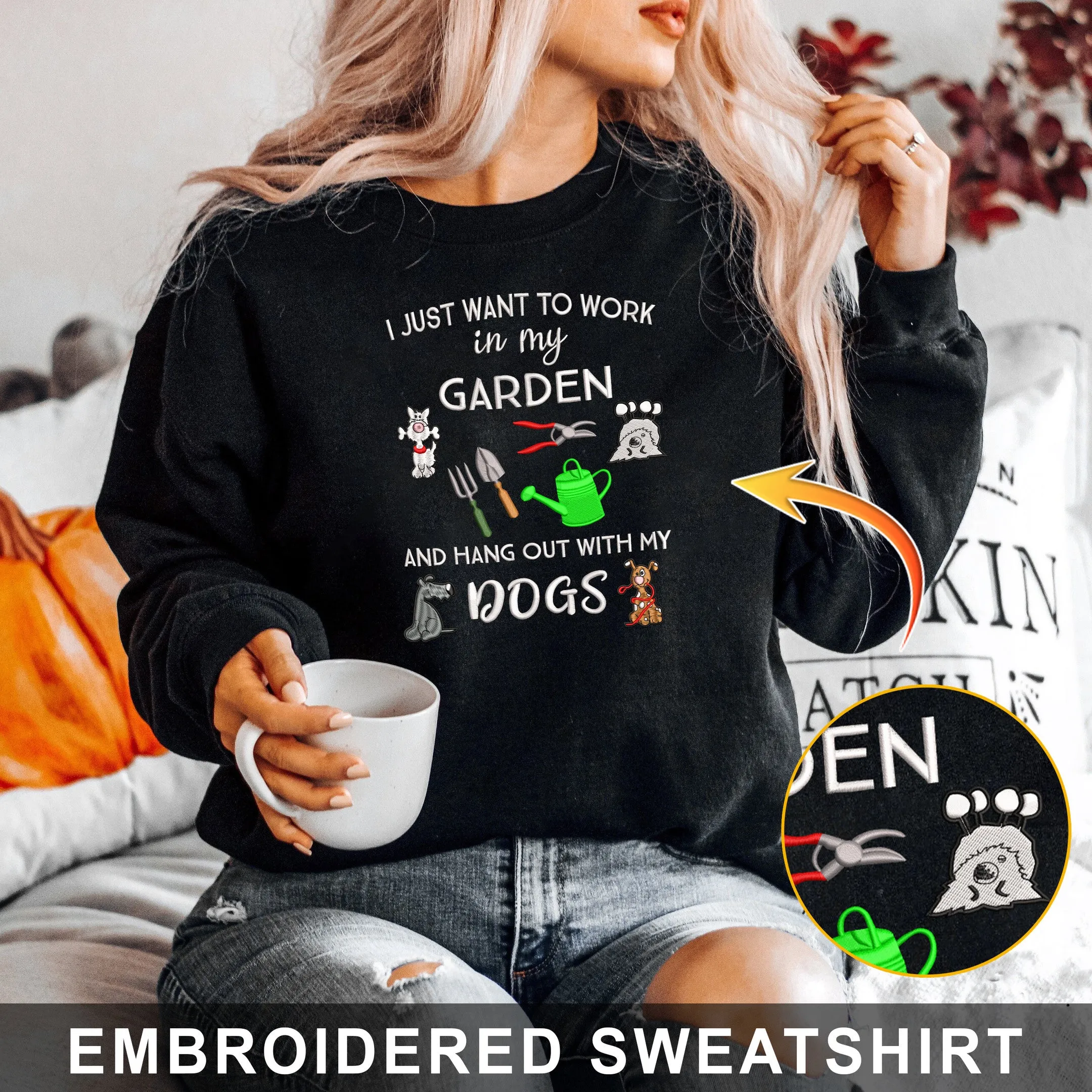 Garden And Hang out with Dogs Embroidered Shirt