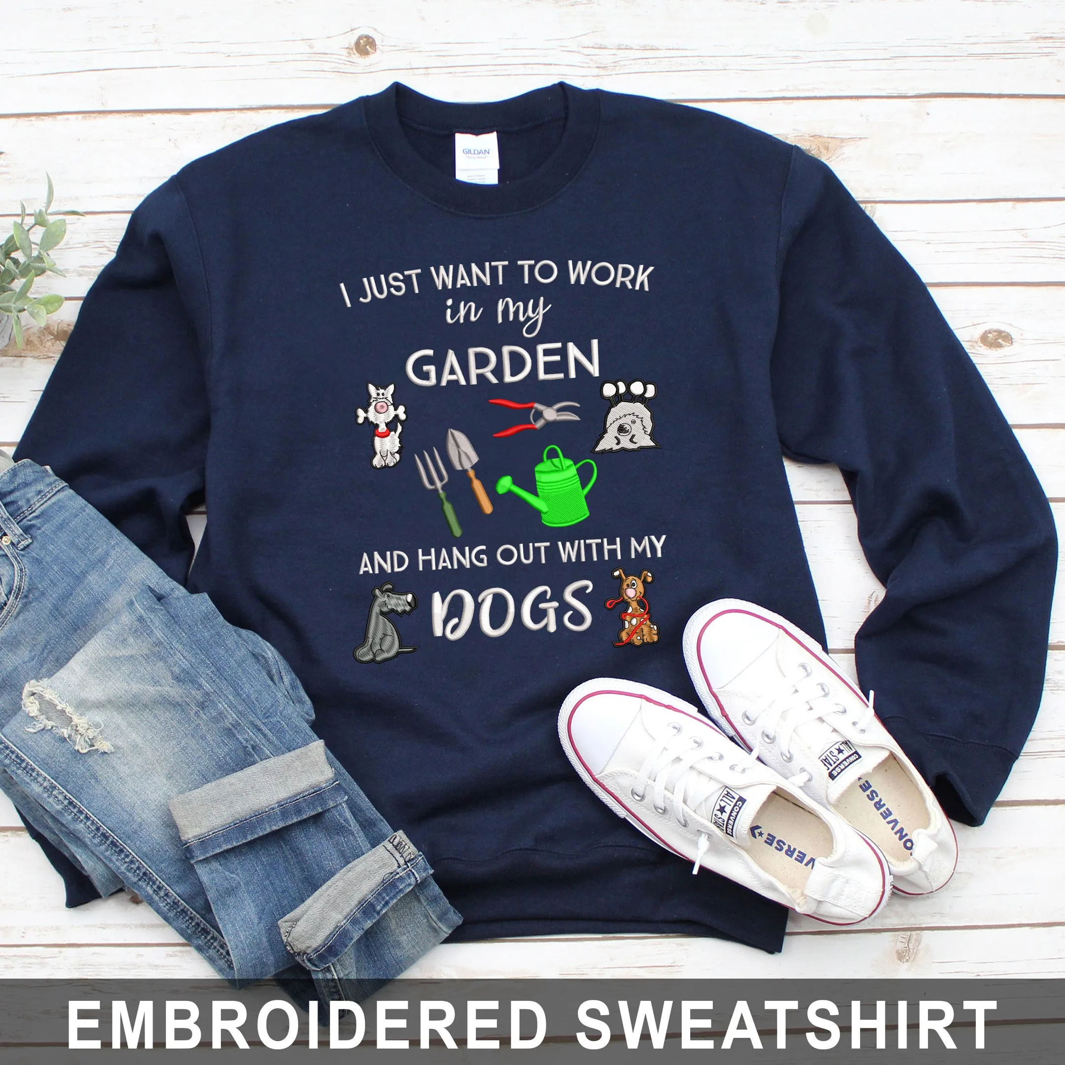 Garden And Hang out with Dogs Embroidered Shirt