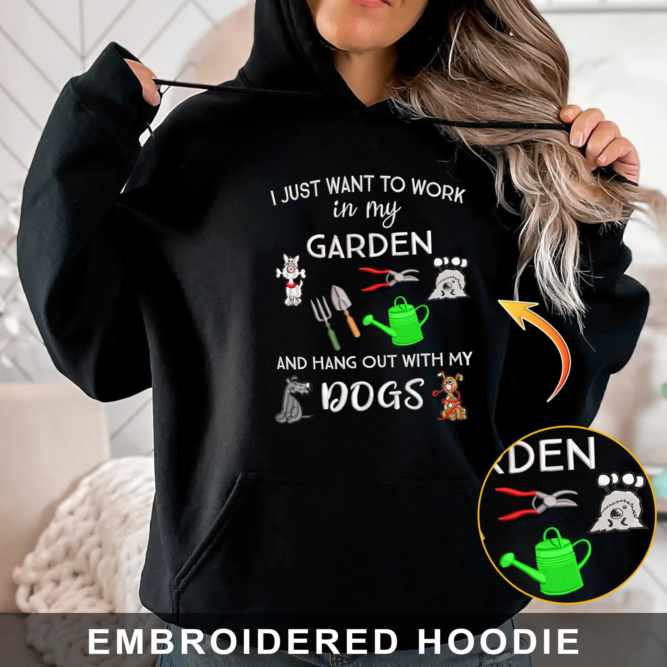 Garden And Hang out with Dogs Embroidered Shirt