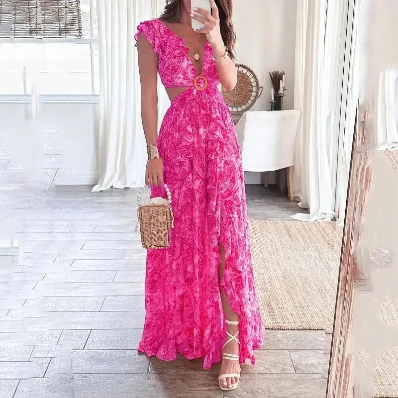 Gemma - Backless Sexy Deep V Neck Elegant Dress