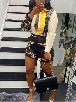 Gorgeousladie Printed Shirt & Shorts Set