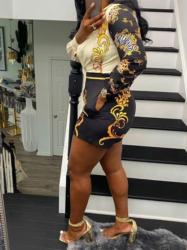 Gorgeousladie Printed Shirt & Shorts Set