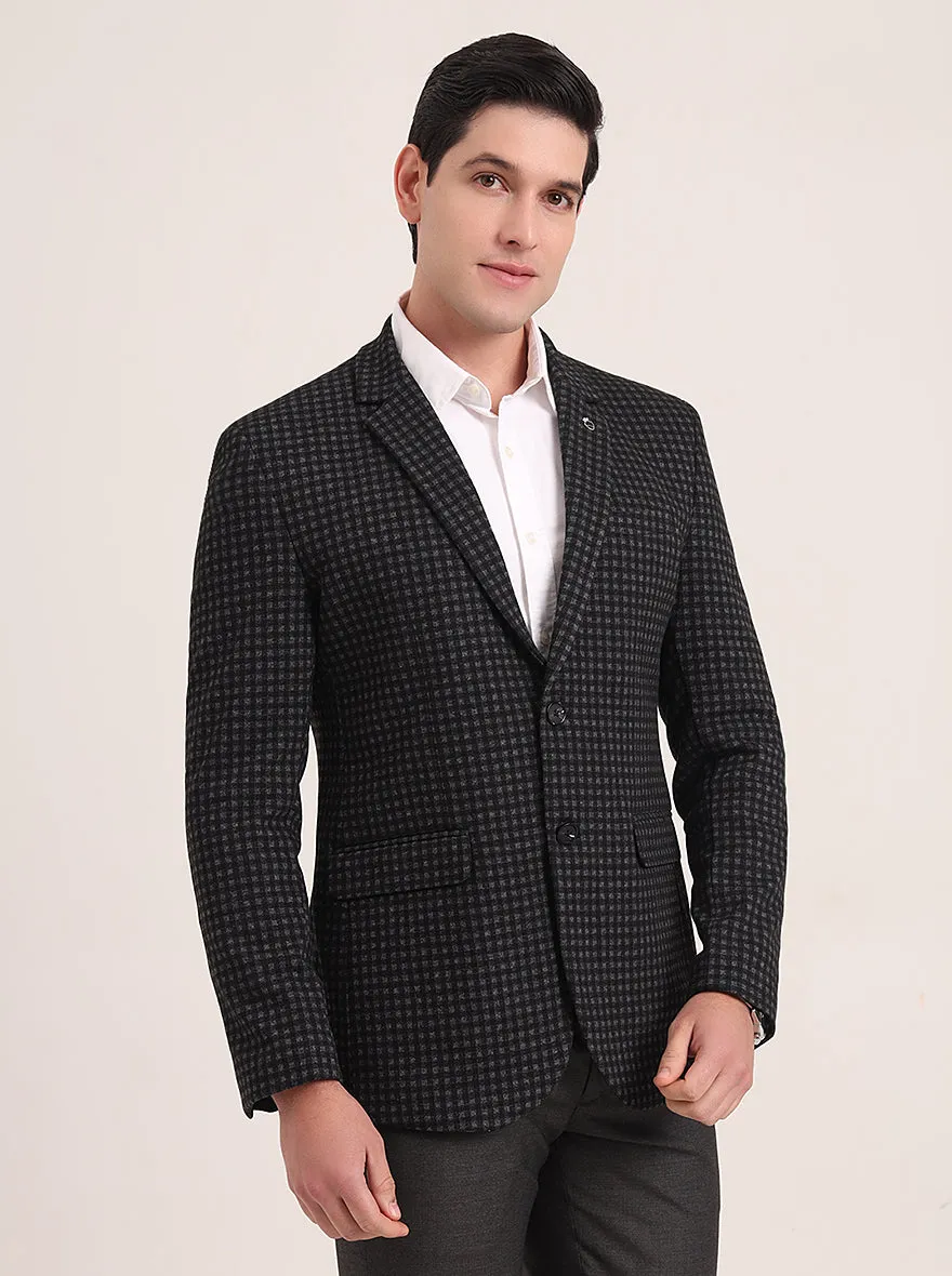 Grey Solid Regular Fit Blazer | JB Studio