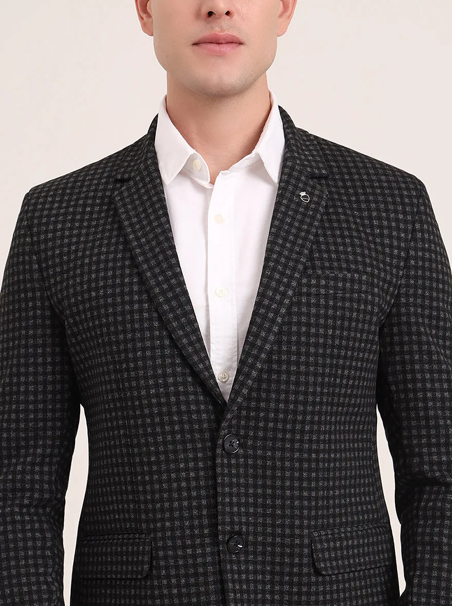 Grey Solid Regular Fit Blazer | JB Studio