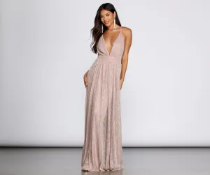 Haley Formal Stylish Shimmering Metallic Dress