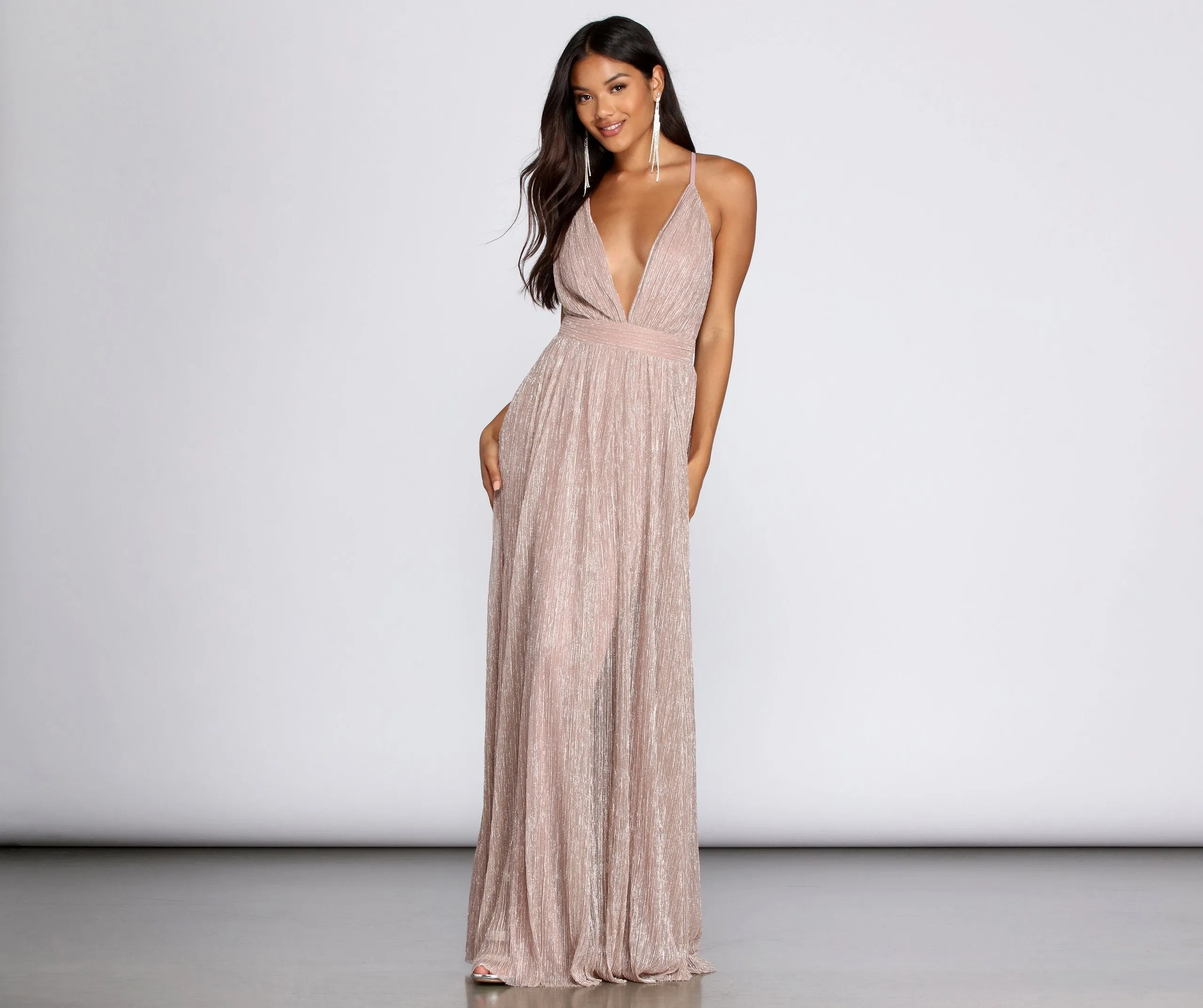 Haley Formal Stylish Shimmering Metallic Dress