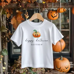 Happy Halloween Pumpkin Personalised Toddler & Kids T Shirt