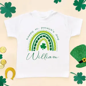 Happy St Patrick's Day Rainbow Personalised Toddler & Kids T Shirt