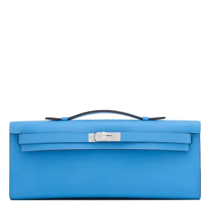 Hermes Blue Paradise Kelly Cut Clutch Bag