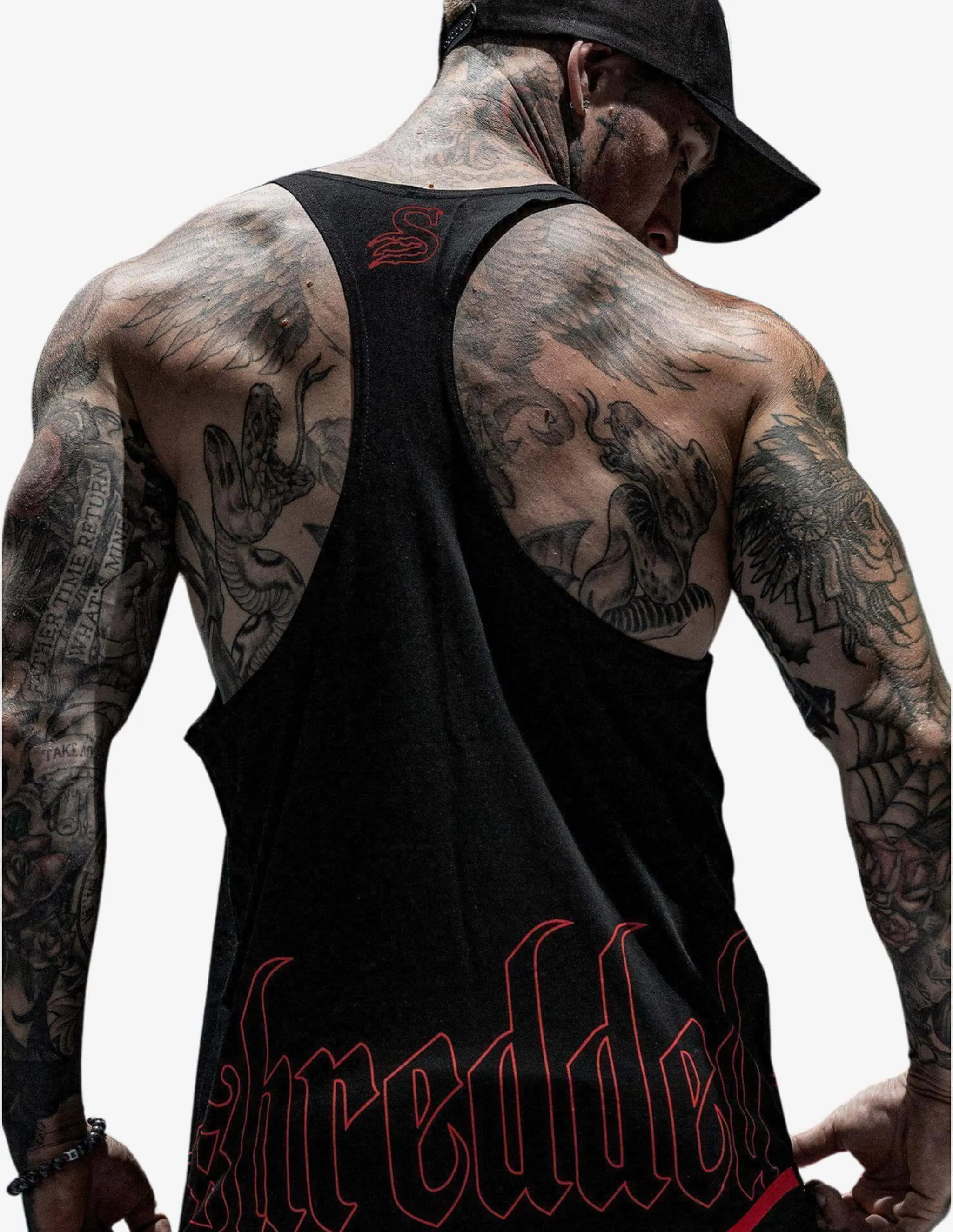 HOLLOW T-BACK - gym singlet tanktop - Black/Red