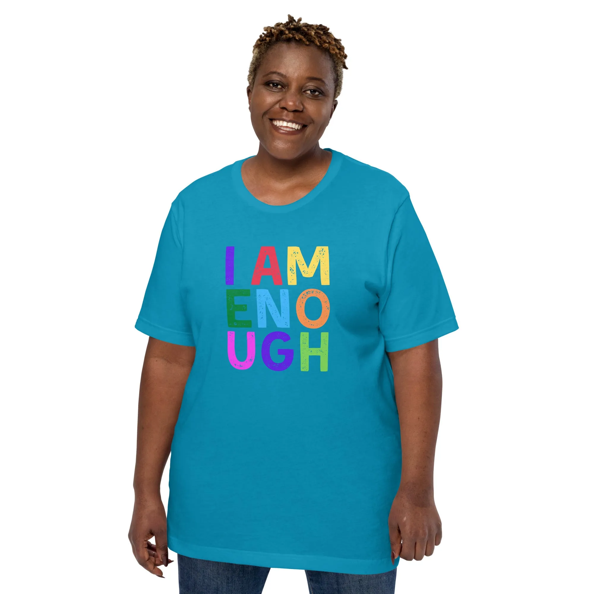 I AM ENOUGH COLOR BLOCK Inspirational Mental Health T-Shirt for Women