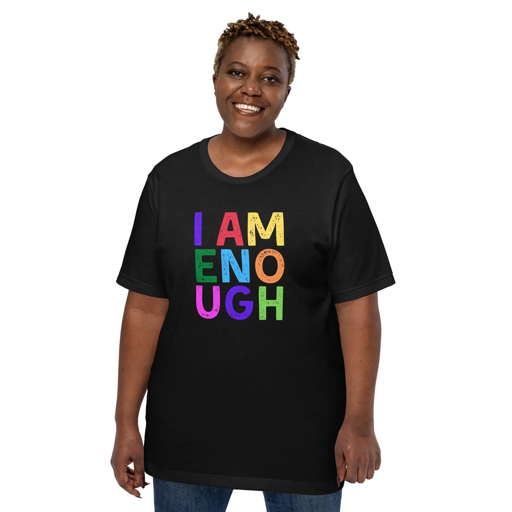 I AM ENOUGH COLOR BLOCK Inspirational Mental Health T-Shirt for Women