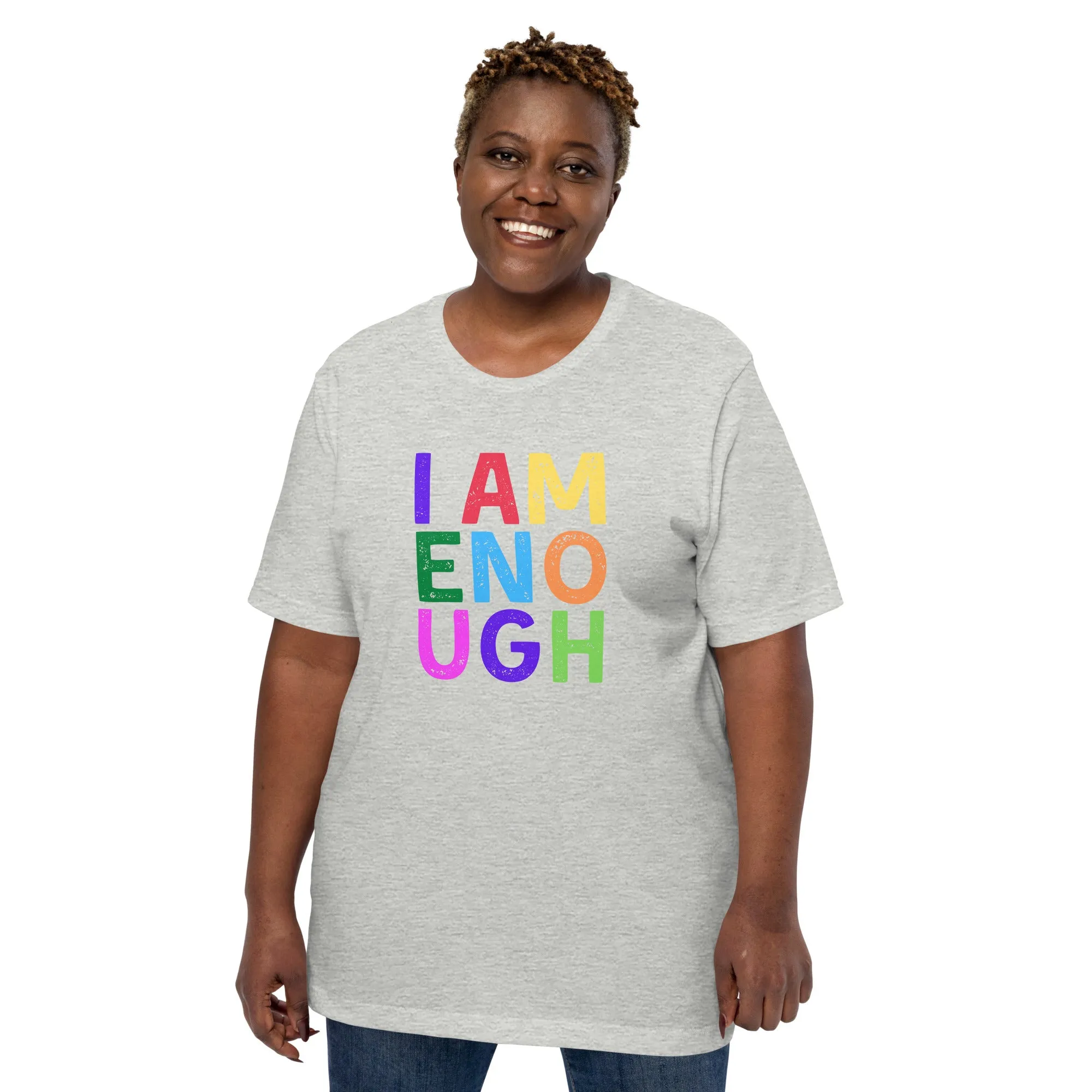 I AM ENOUGH COLOR BLOCK Inspirational Mental Health T-Shirt for Women
