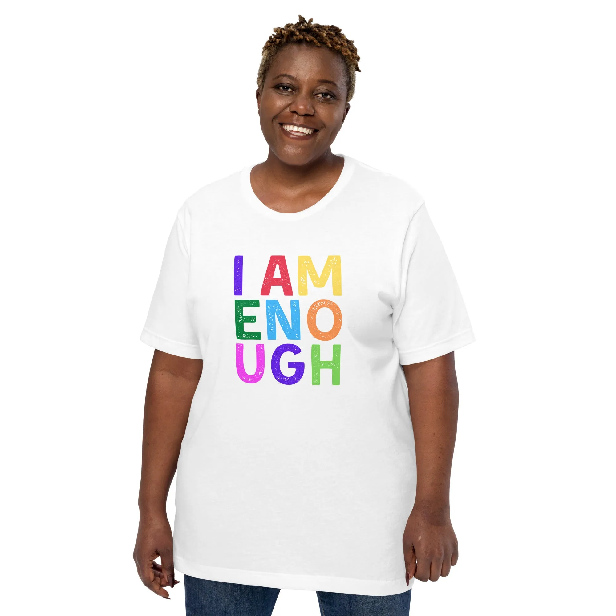 I AM ENOUGH COLOR BLOCK Inspirational Mental Health T-Shirt for Women