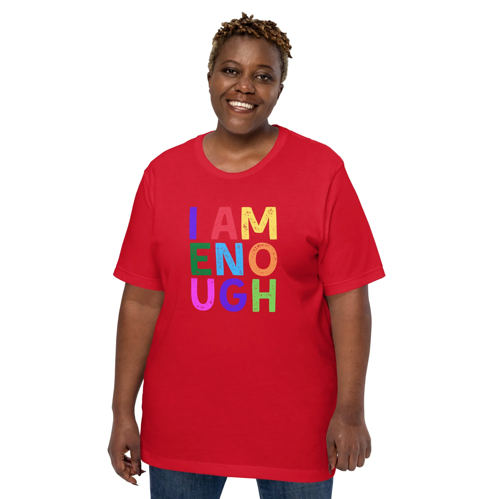I AM ENOUGH COLOR BLOCK Inspirational Mental Health T-Shirt for Women
