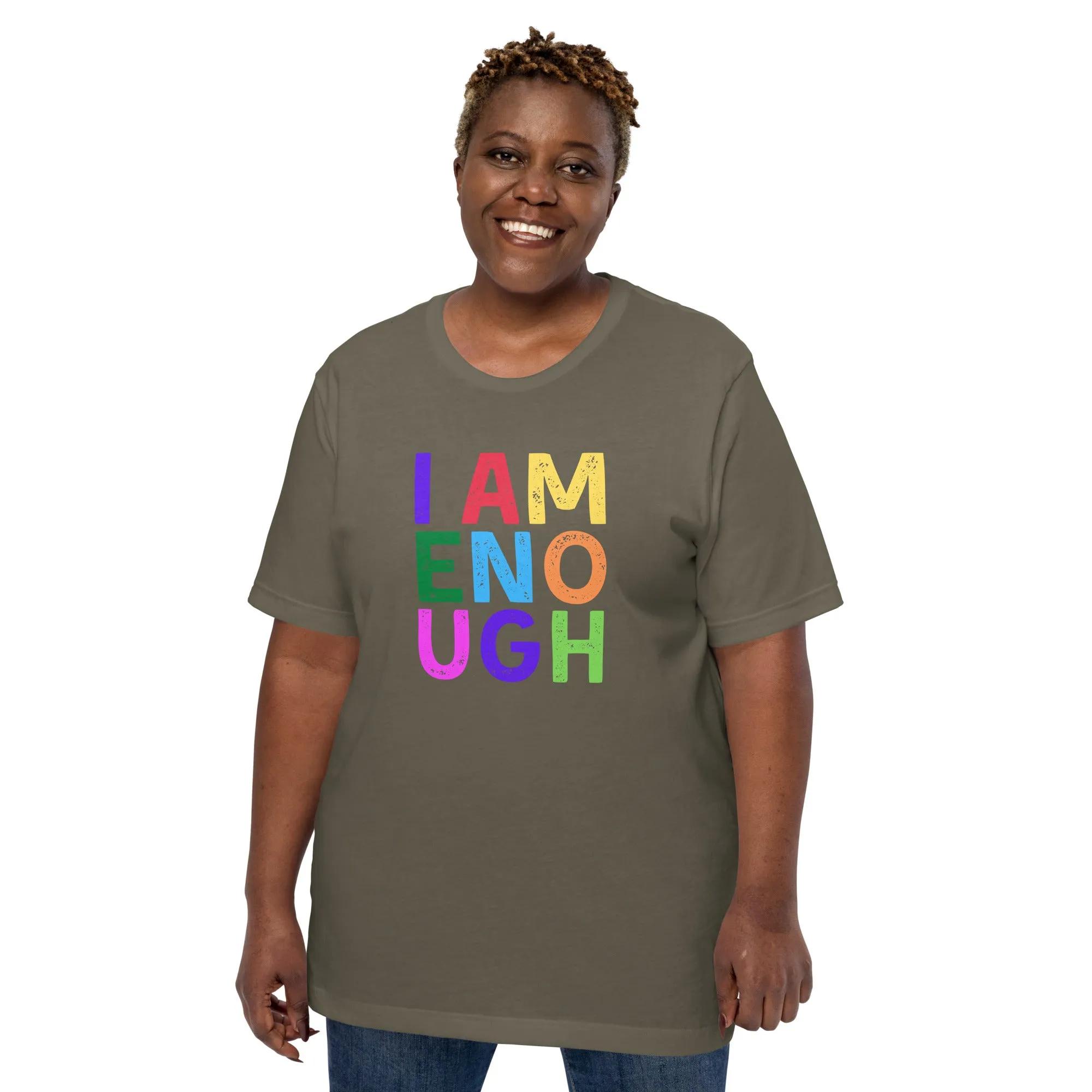 I AM ENOUGH COLOR BLOCK Inspirational Mental Health T-Shirt for Women