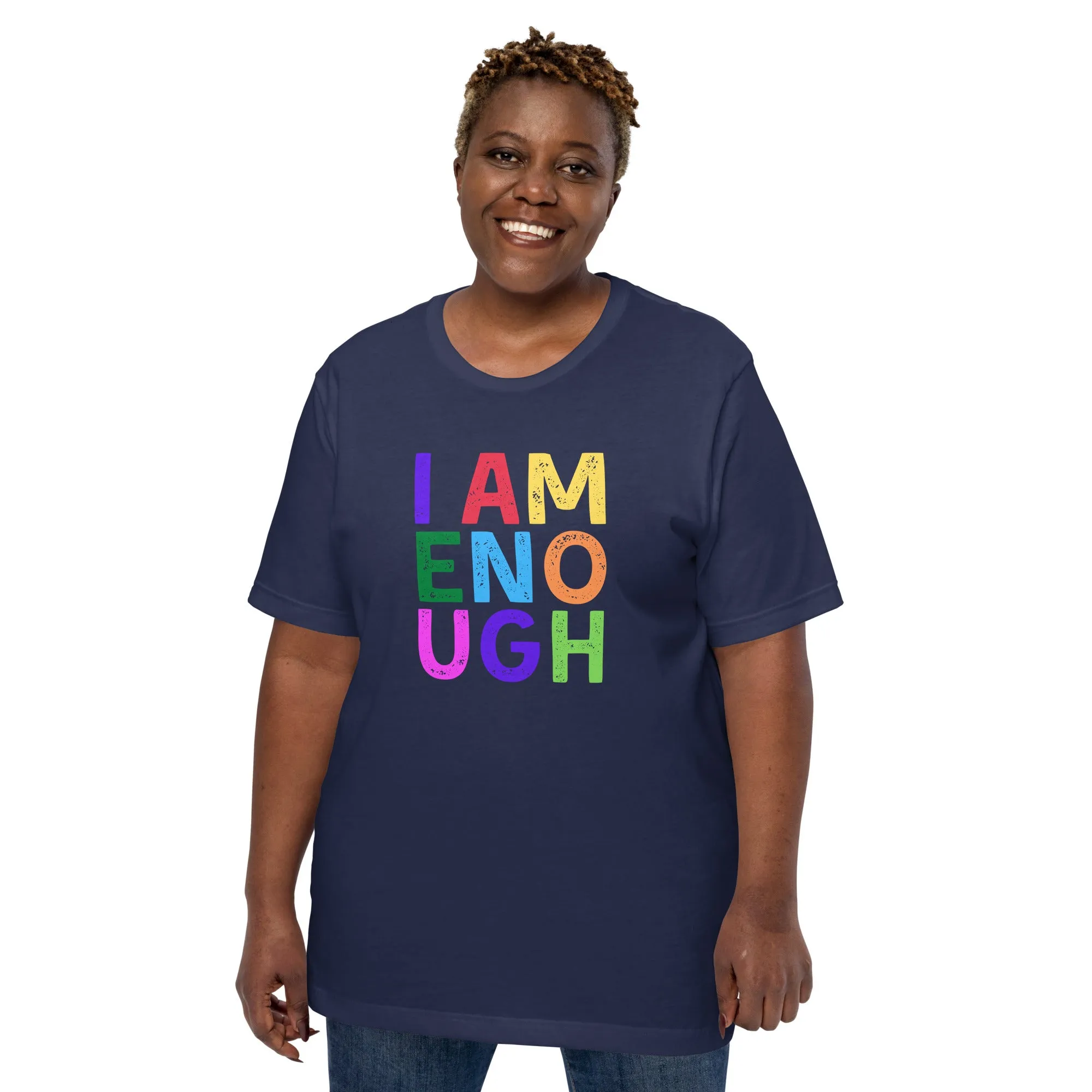 I AM ENOUGH COLOR BLOCK Inspirational Mental Health T-Shirt for Women