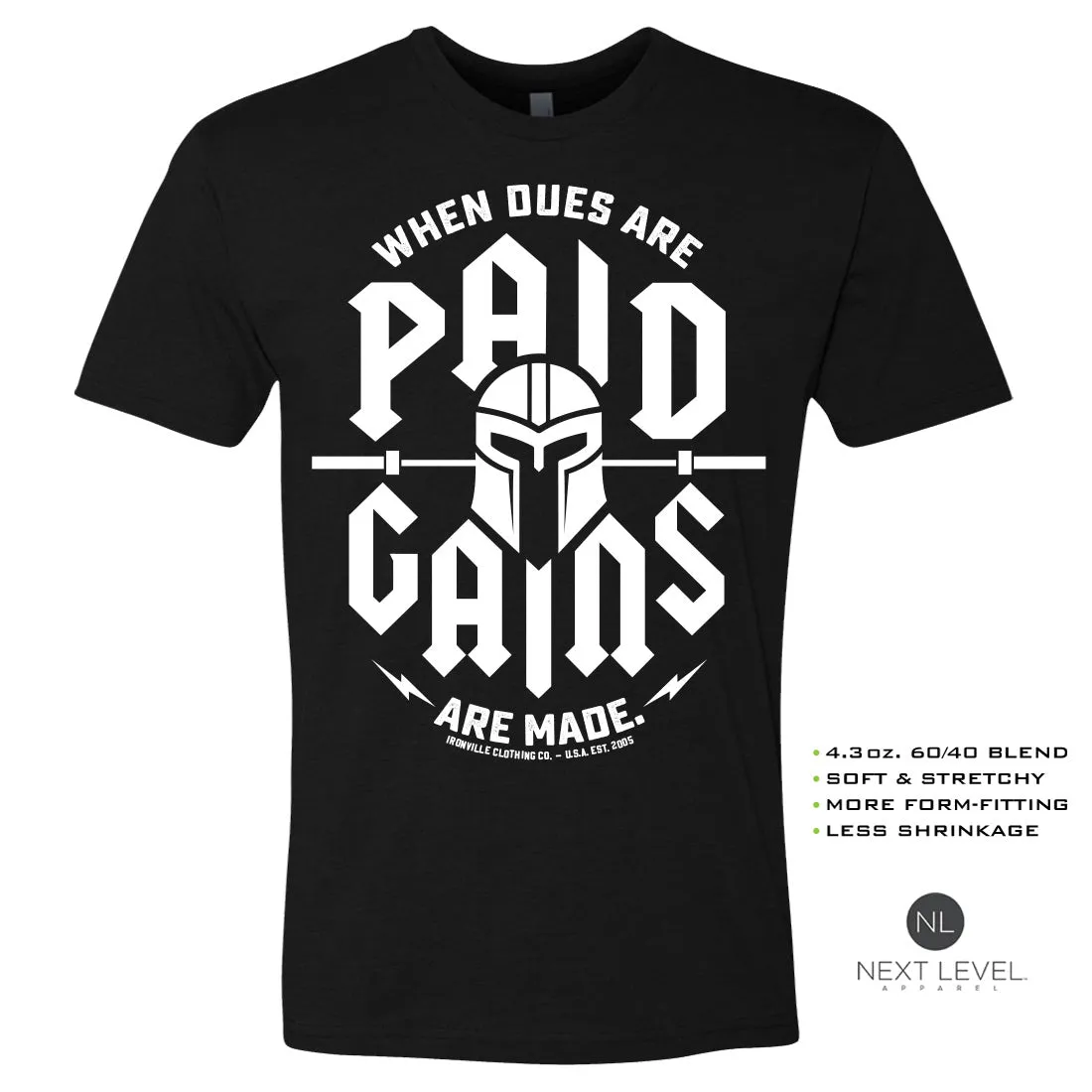 Ironville GAINS MADE Soft-Blend Fitted Gym T-Shirt