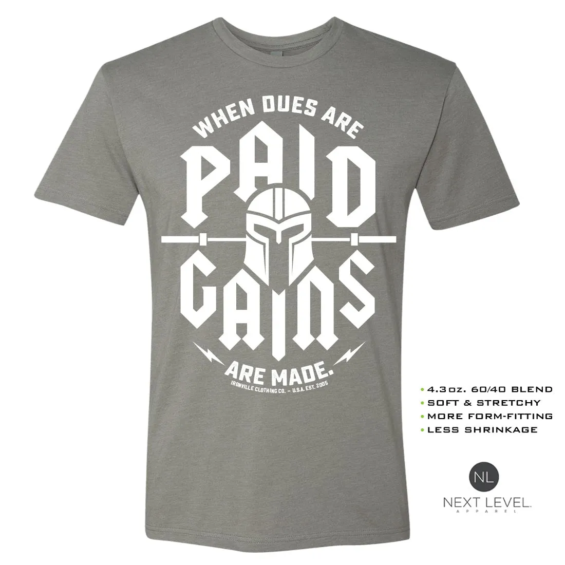 Ironville GAINS MADE Soft-Blend Fitted Gym T-Shirt