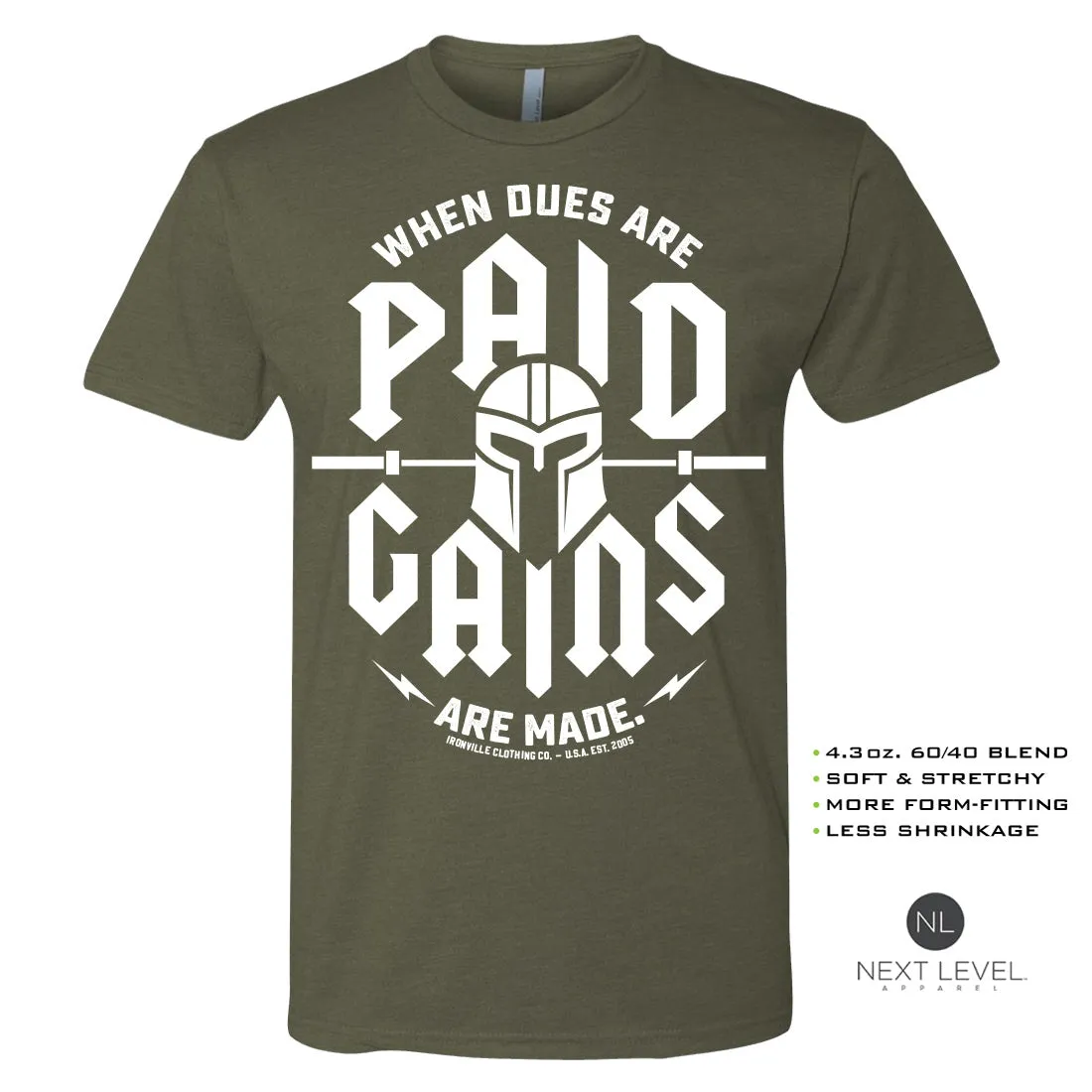Ironville GAINS MADE Soft-Blend Fitted Gym T-Shirt