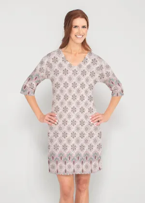 Izzy Grey (19200) ~ Drop Shoulder 3/4 Sleeve V-Neck Dress