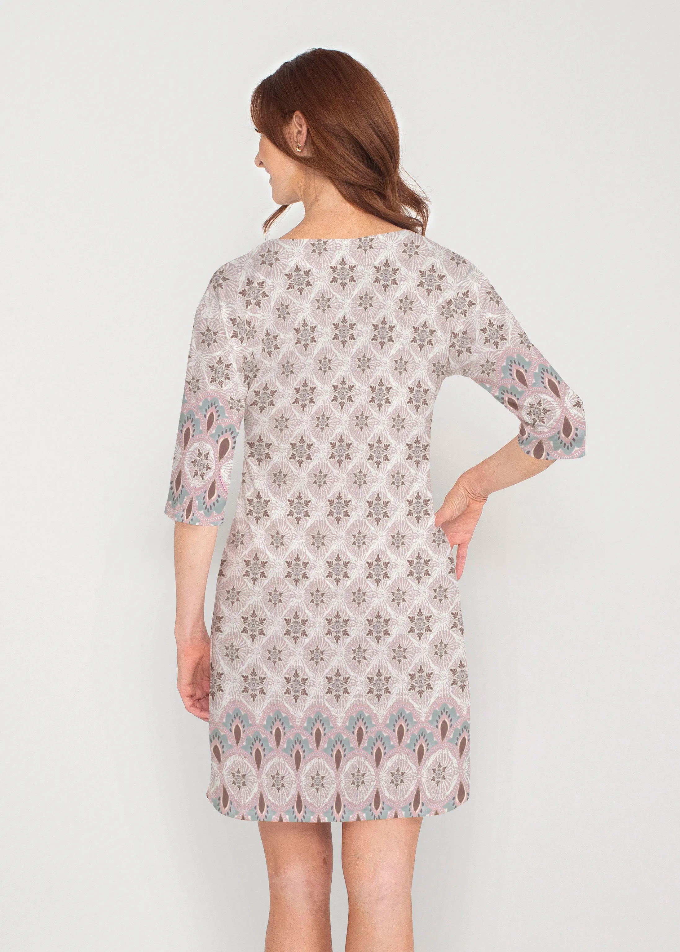 Izzy Grey (19200) ~ Drop Shoulder 3/4 Sleeve V-Neck Dress
