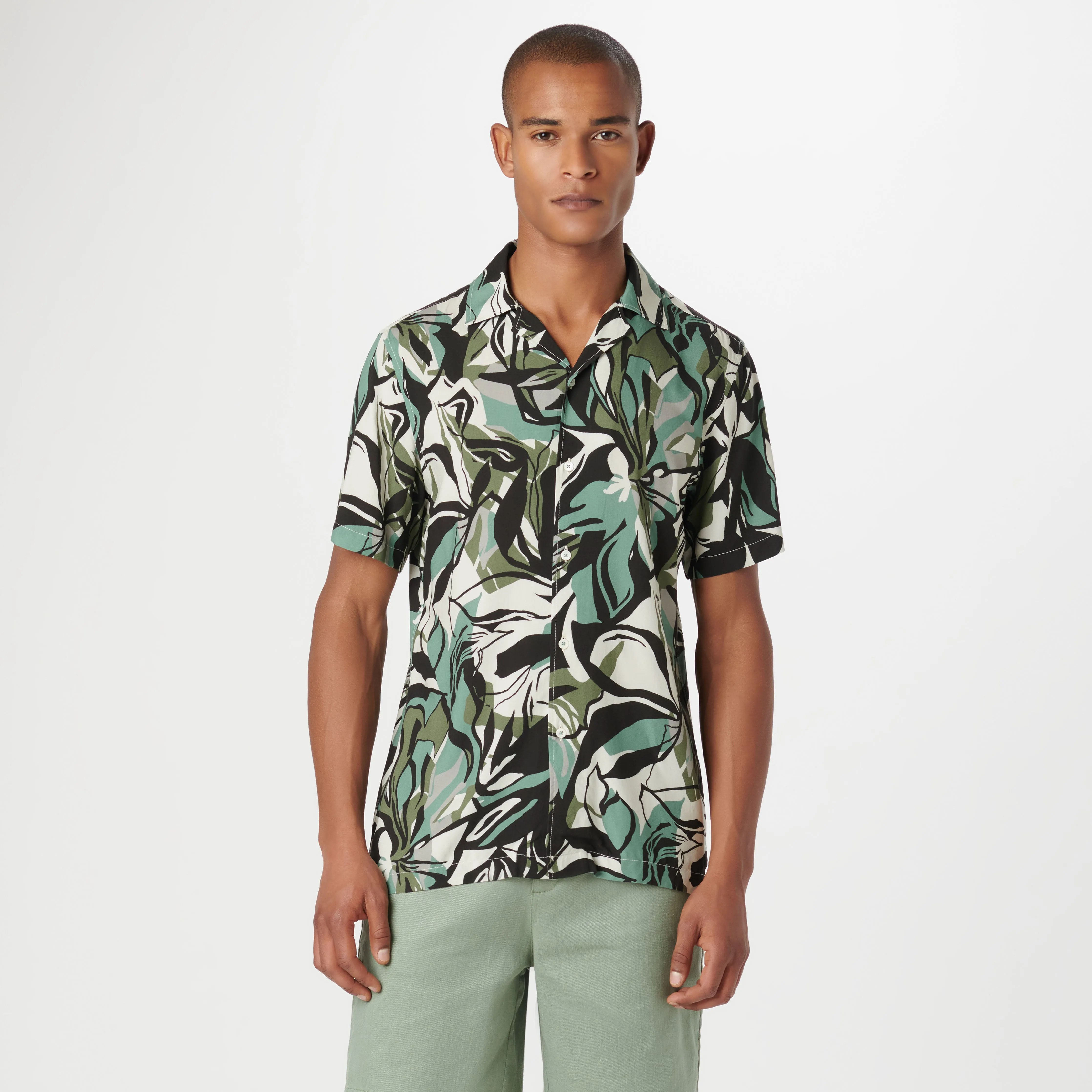 Jackson Leaf Print Short Sleeve Shirt