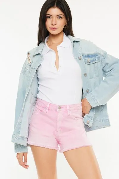 Julie Kancan Raw Hem High Waist Denim Shorts