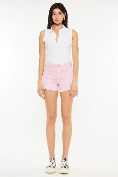 Julie Kancan Raw Hem High Waist Denim Shorts