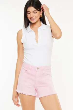 Julie Kancan Raw Hem High Waist Denim Shorts
