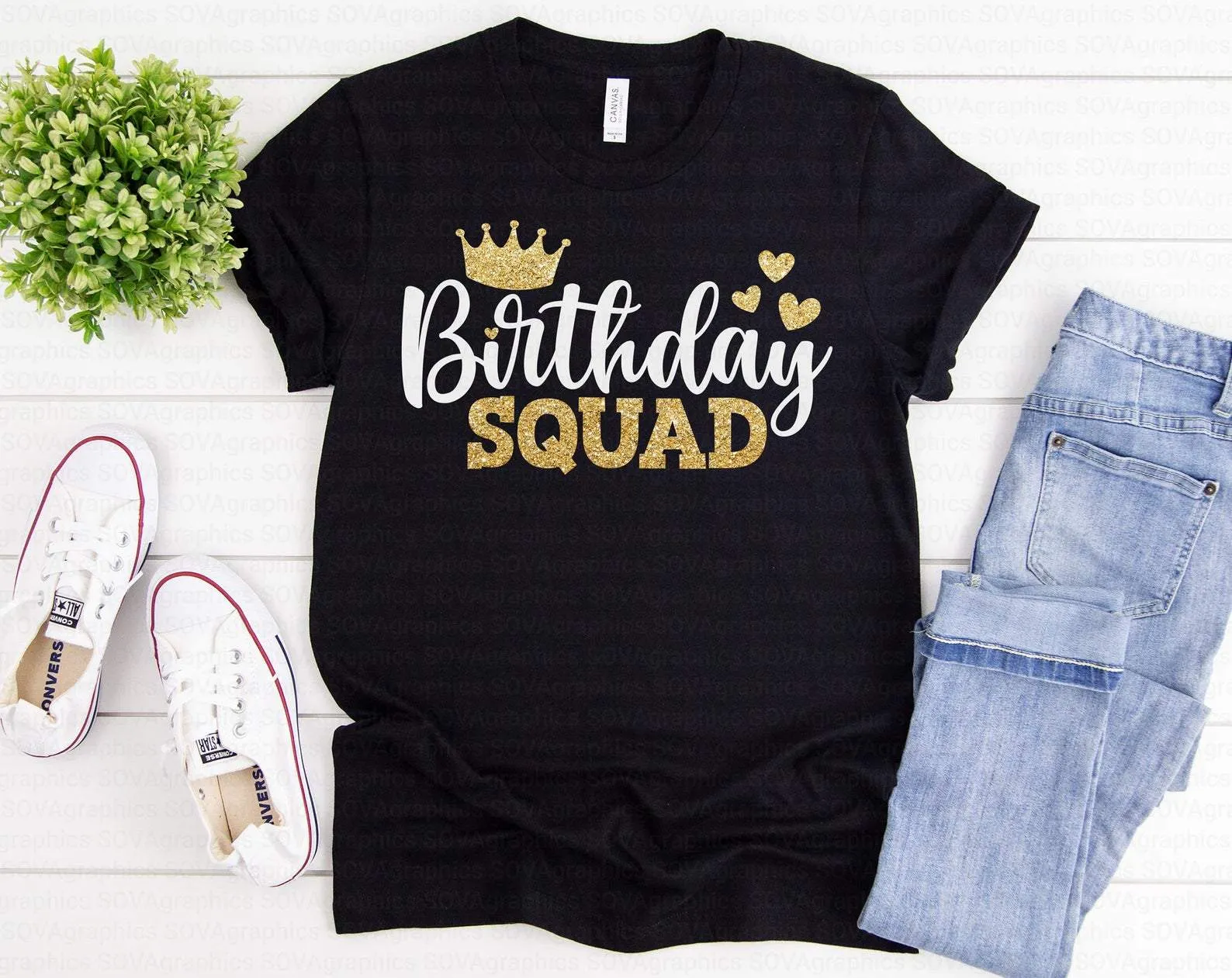 Kids Birthday Girl and Squad Sparkly Bling T-Shirts