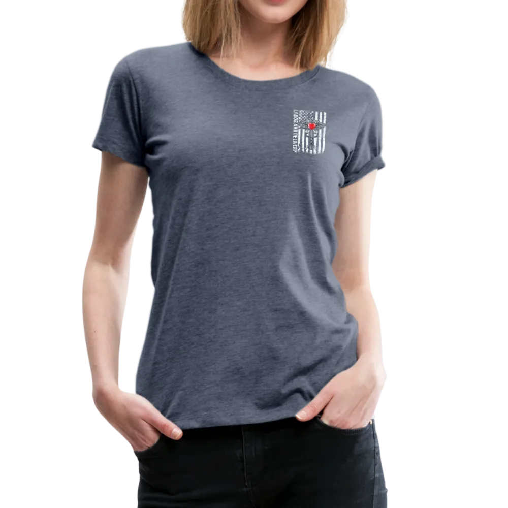 Labor and Delivery Caduceus Stethoscope Heart Women’s Premium T-Shirt (CK1820)