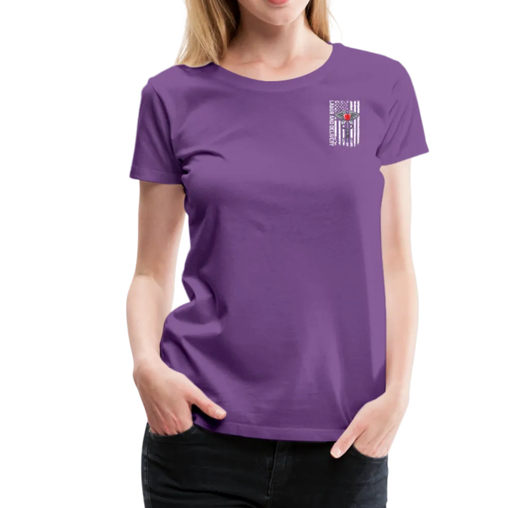 Labor and Delivery Caduceus Stethoscope Heart Women’s Premium T-Shirt (CK1820)