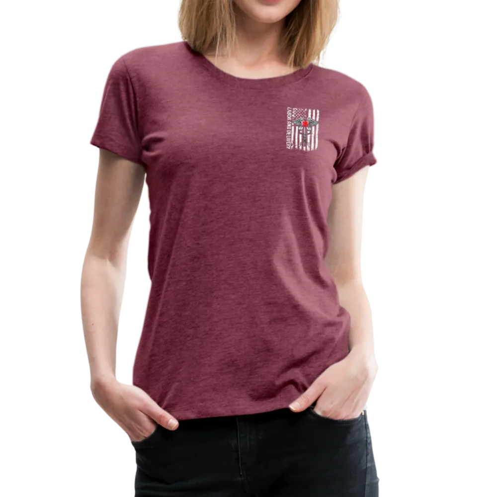 Labor and Delivery Caduceus Stethoscope Heart Women’s Premium T-Shirt (CK1820)