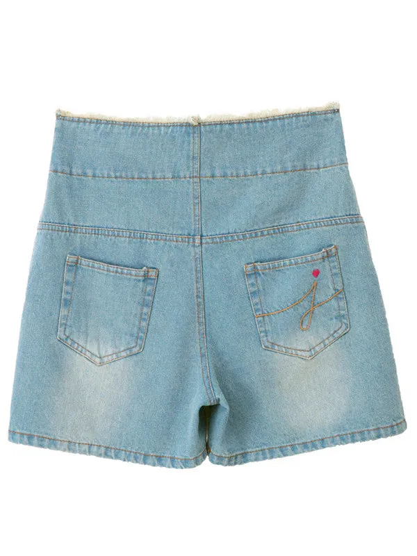 lace it up denim shorts