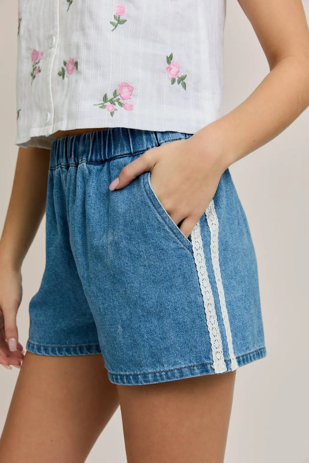 Lacy Denim Shorts