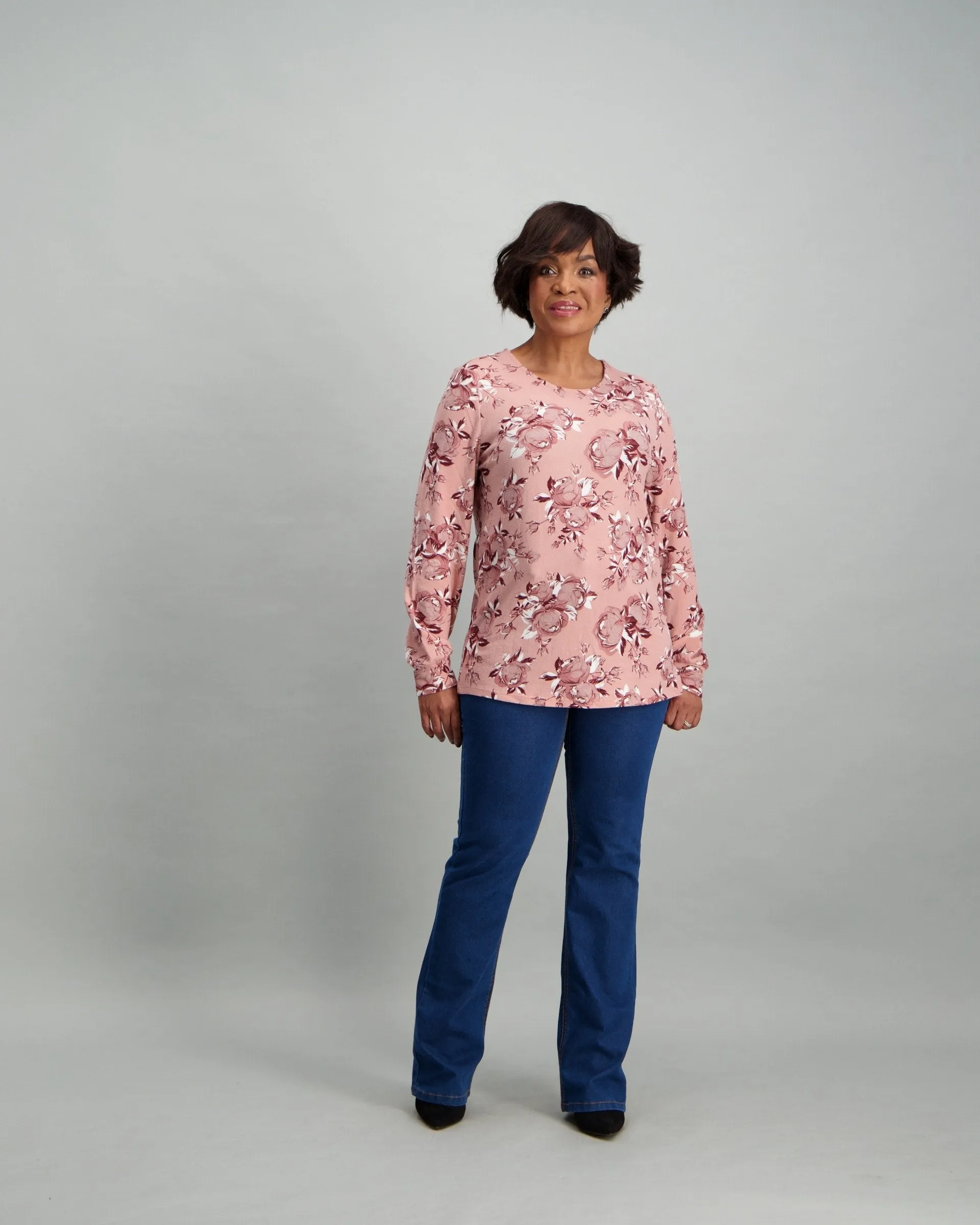Ladies Long Sleeve Csew Top - Mink