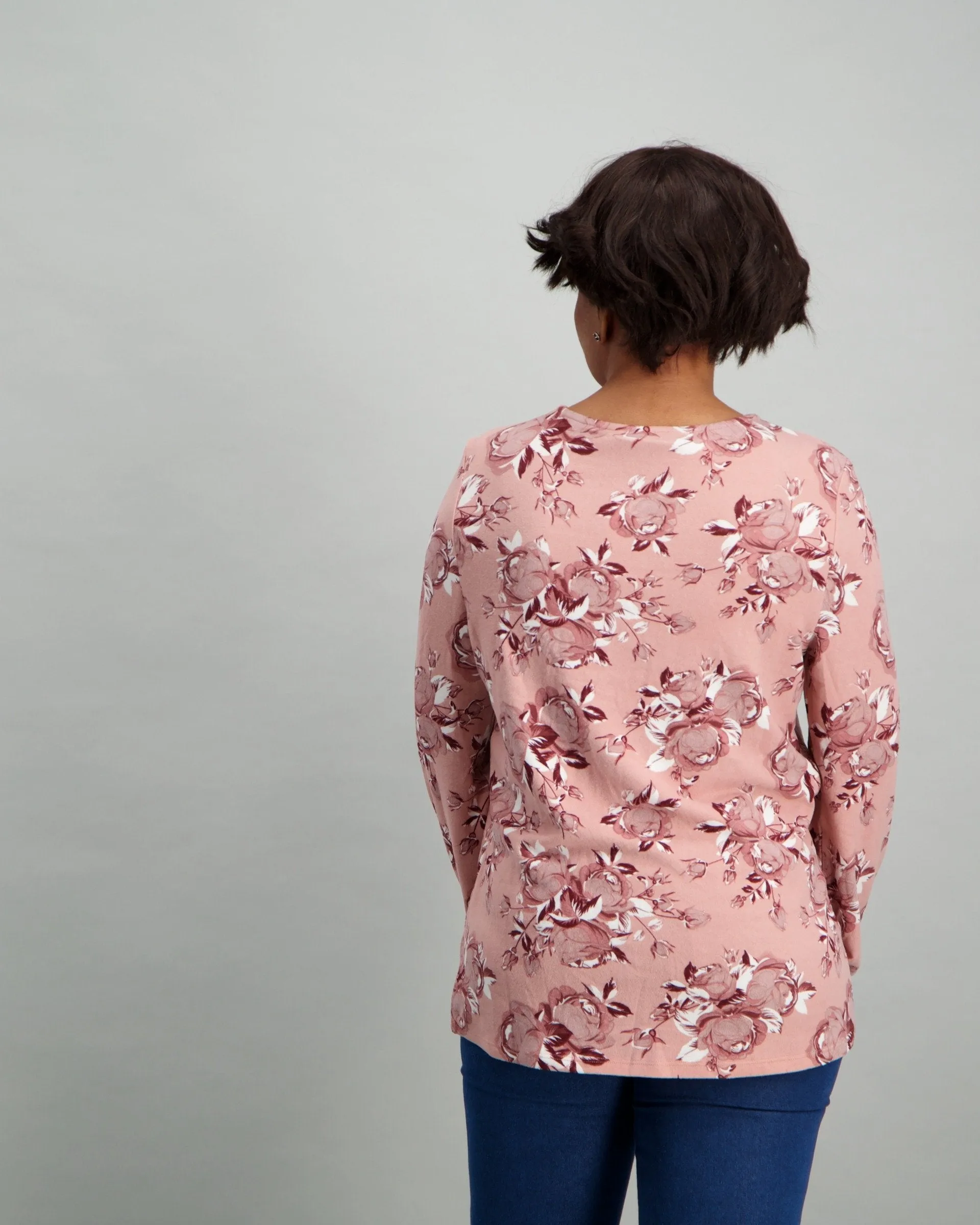 Ladies Long Sleeve Csew Top - Mink