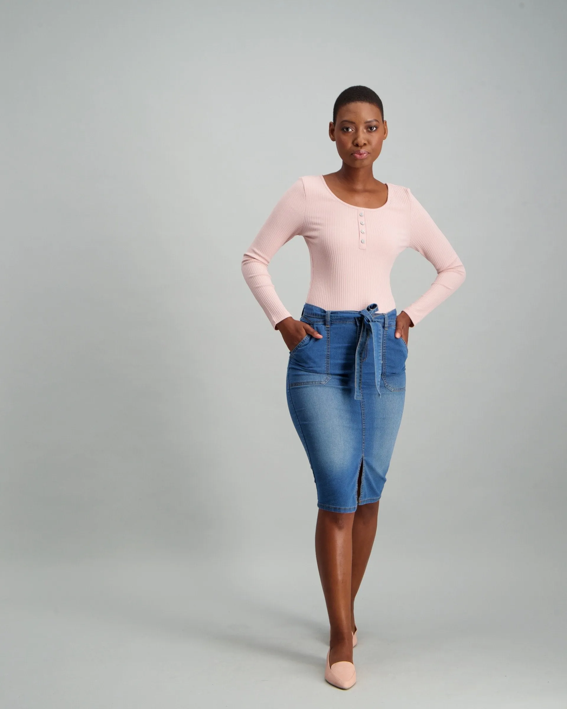 Ladies Rib Bodysuit - Pink