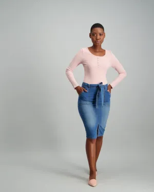 Ladies Rib Bodysuit - Pink
