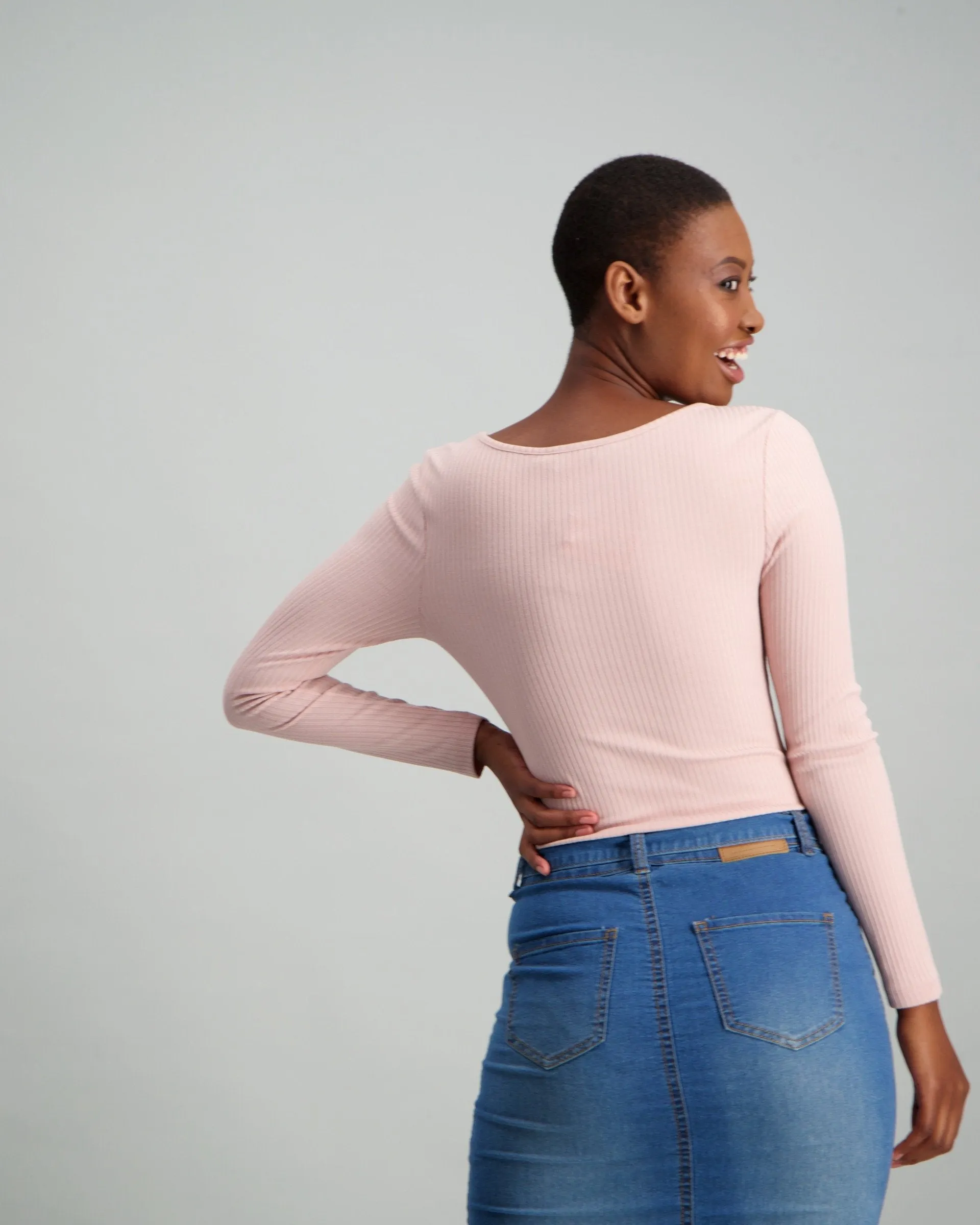 Ladies Rib Bodysuit - Pink