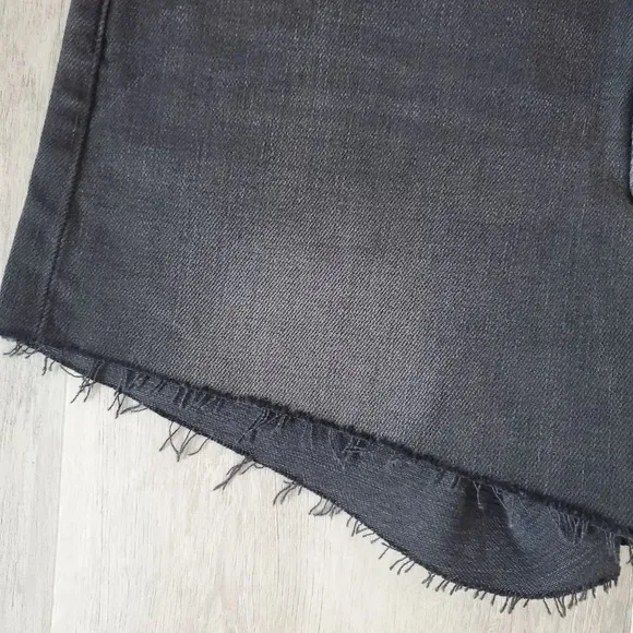 L'Agence Sonia Mid Rise Braided Cutoffs Jean Shorts Vintage Black