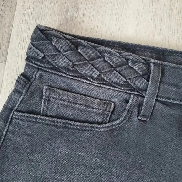 L'Agence Sonia Mid Rise Braided Cutoffs Jean Shorts Vintage Black