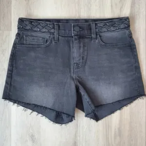 L'Agence Sonia Mid Rise Braided Cutoffs Jean Shorts Vintage Black