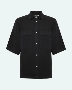 Lando short sleeved linen shirt 4115 - Caviar