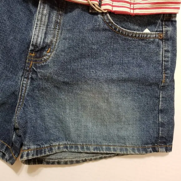 LEI shorts 13 NWT removable striped fabric belt denim jean shortie VINTAGE Y2K